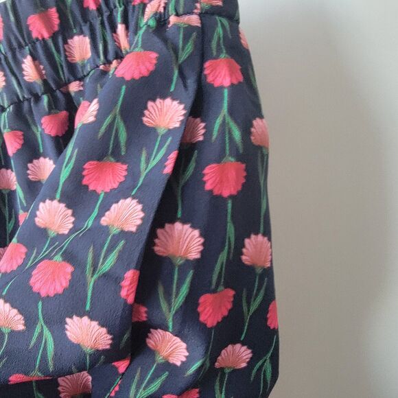 J. Crew  BA844 Womens size M Navy Blue Plink Flower Print Midi Skirt Pull-On - Picture 8 of 10